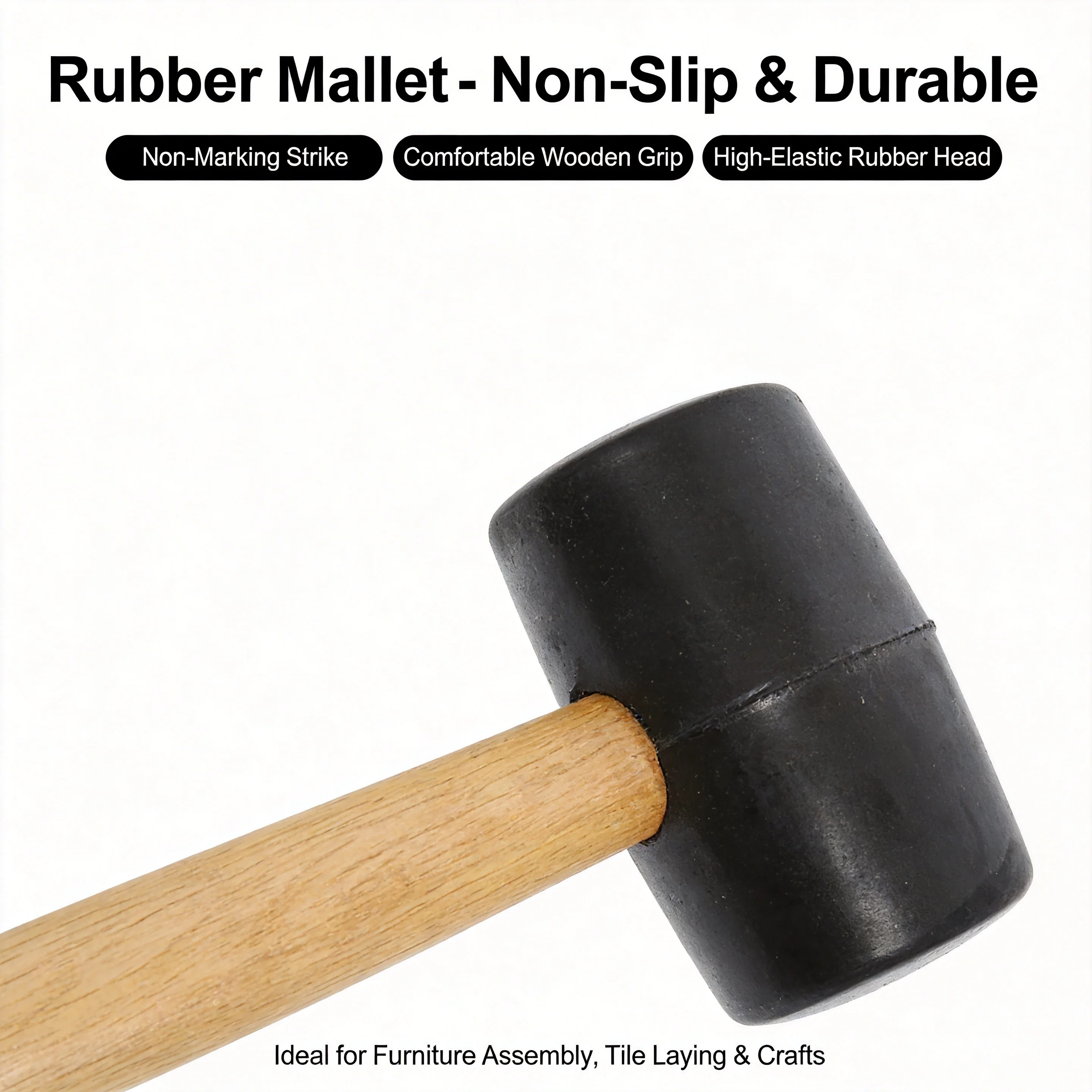 Professional Rubber Mallet Hammer, Double-Faced Rubber Hammer for Tile Flooring Installation Woodworking Crafts Jewelry Home Use