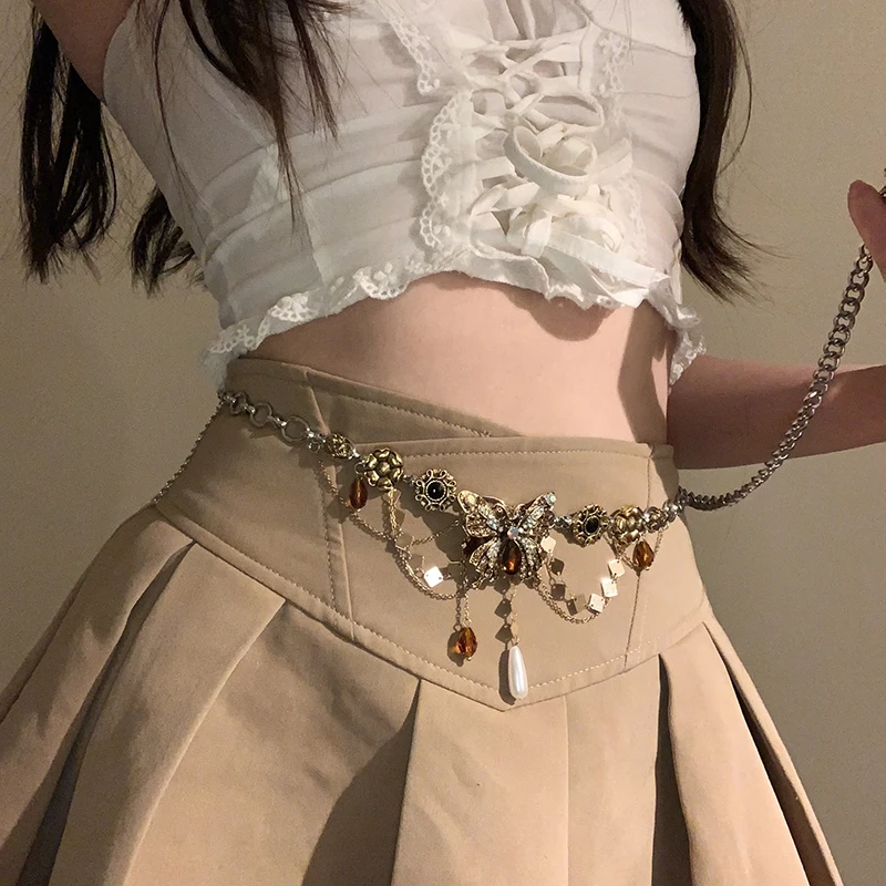 Butterfly Fringe Waist Chain Pure Desire Maillard Style Women's Metal Chain Sexy Body Chain Niche Temperament Stylish High-grade