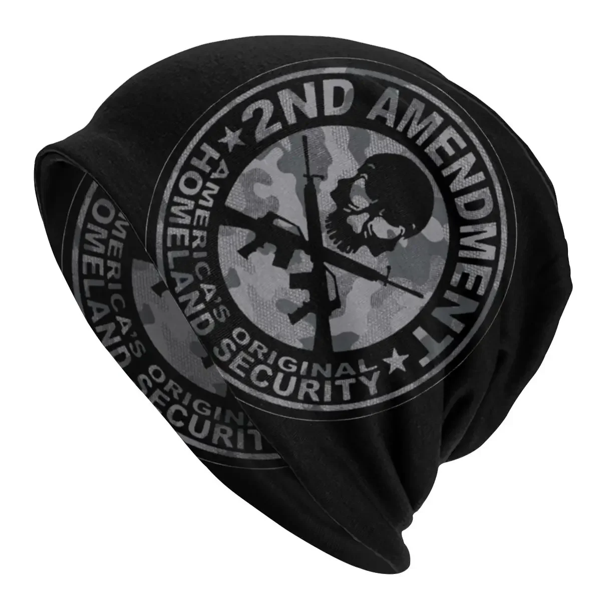 2nd Amendment Skullies Beanies Hat USA Camouflage Skull Gun Hip Hop Men Women Outdoor Cap Warm Multifunction Bonnet Knitted Hat