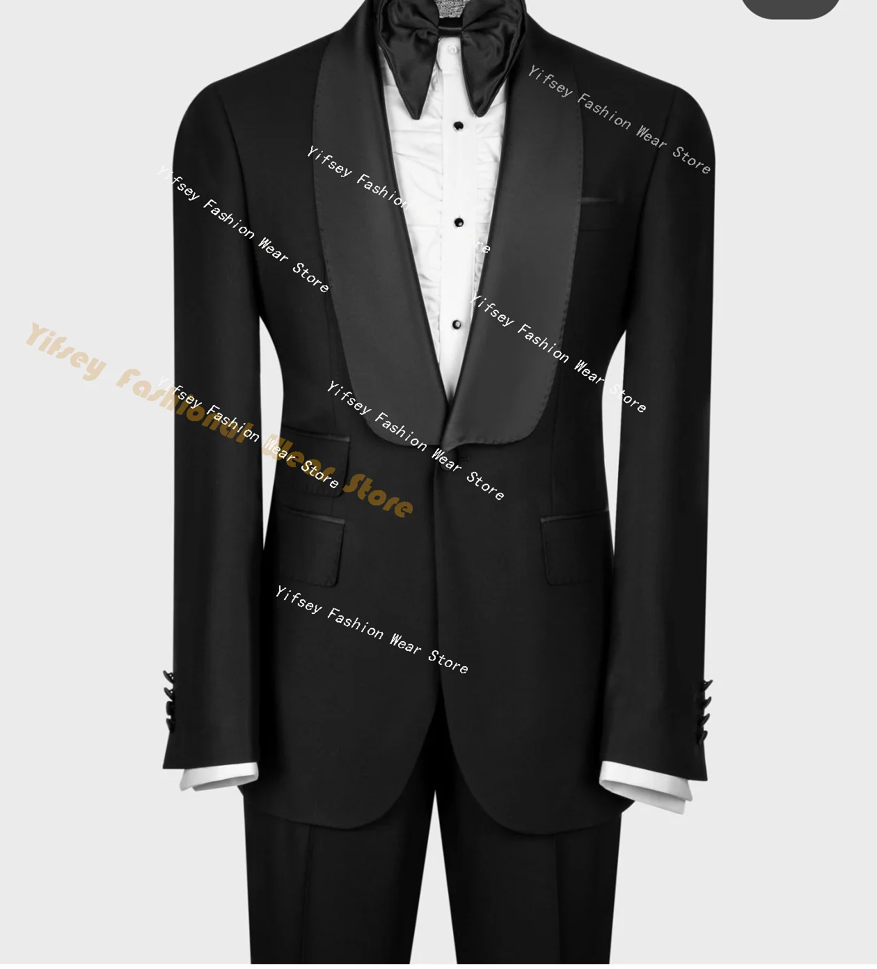 

Black Men Suits Sets Shawl Lapel Tuxedos Formal Wedding Groom Custom Jacket Pants Daily Male Outfits Costume Homme Social Wear