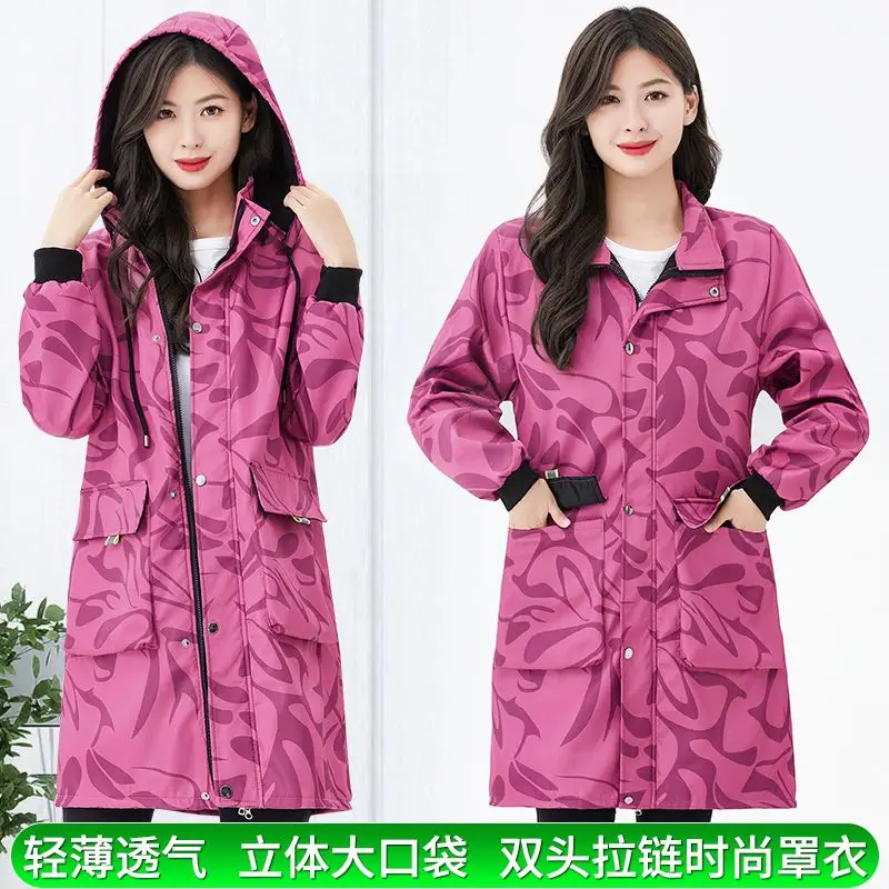 

2026New Spring Autumn Thin Work Clothes Coat Ladies Smock Men's and Women's Kitchen Korean Apron Waterproof Jacket ProtectiveTop