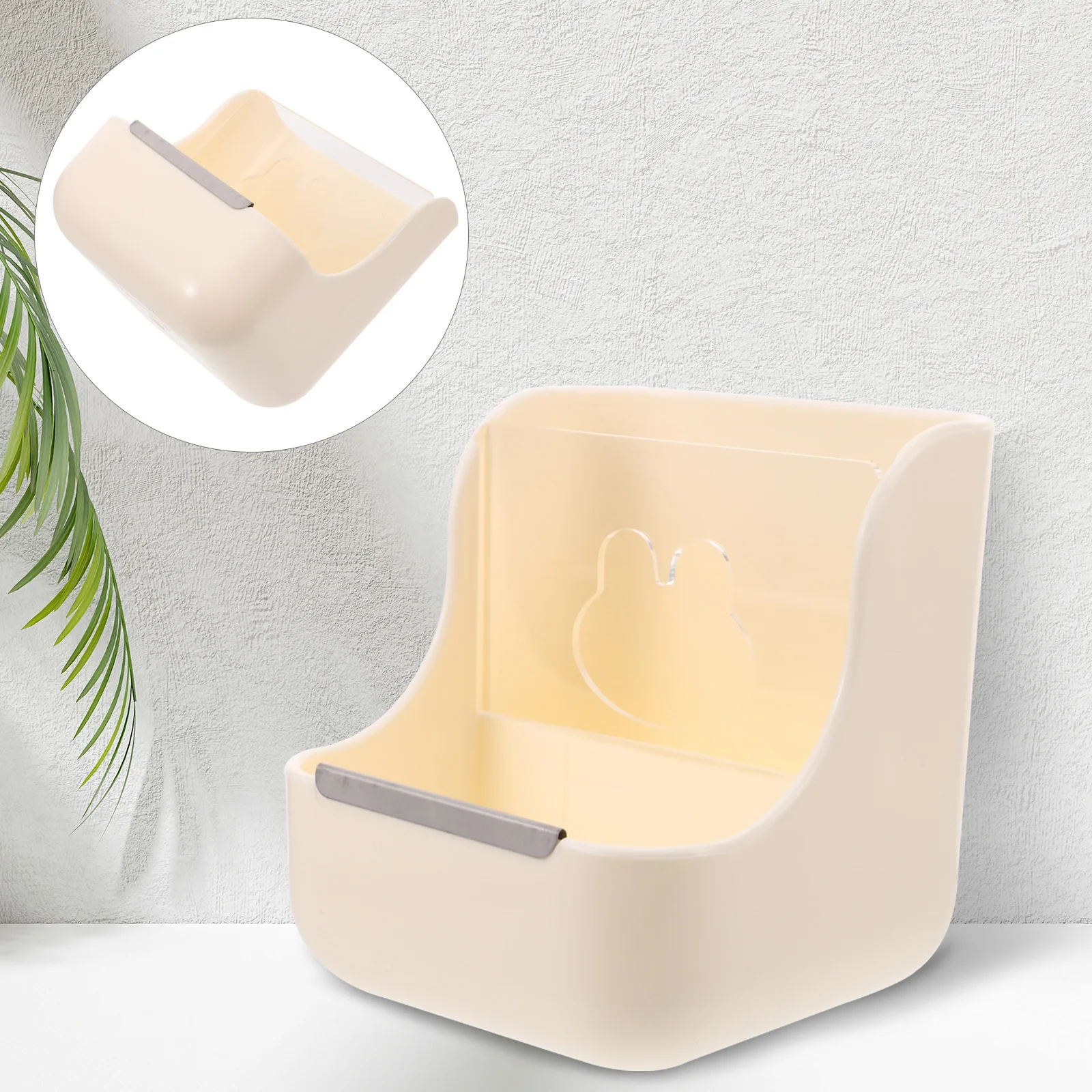 

2-in-1 Rabbit Feeder Bowl with Large Capacity Storage for Guinea Pig Bunny Pet Feeder Rack Cage Cleaner Supply