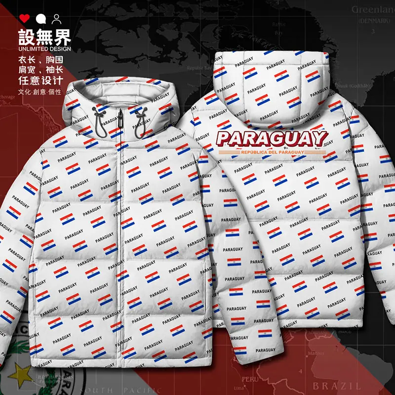 Paraguay PRY country flag White duck down Jackets Man new Warm fashion Outdoor Comfortable men's clothing down coat Winter