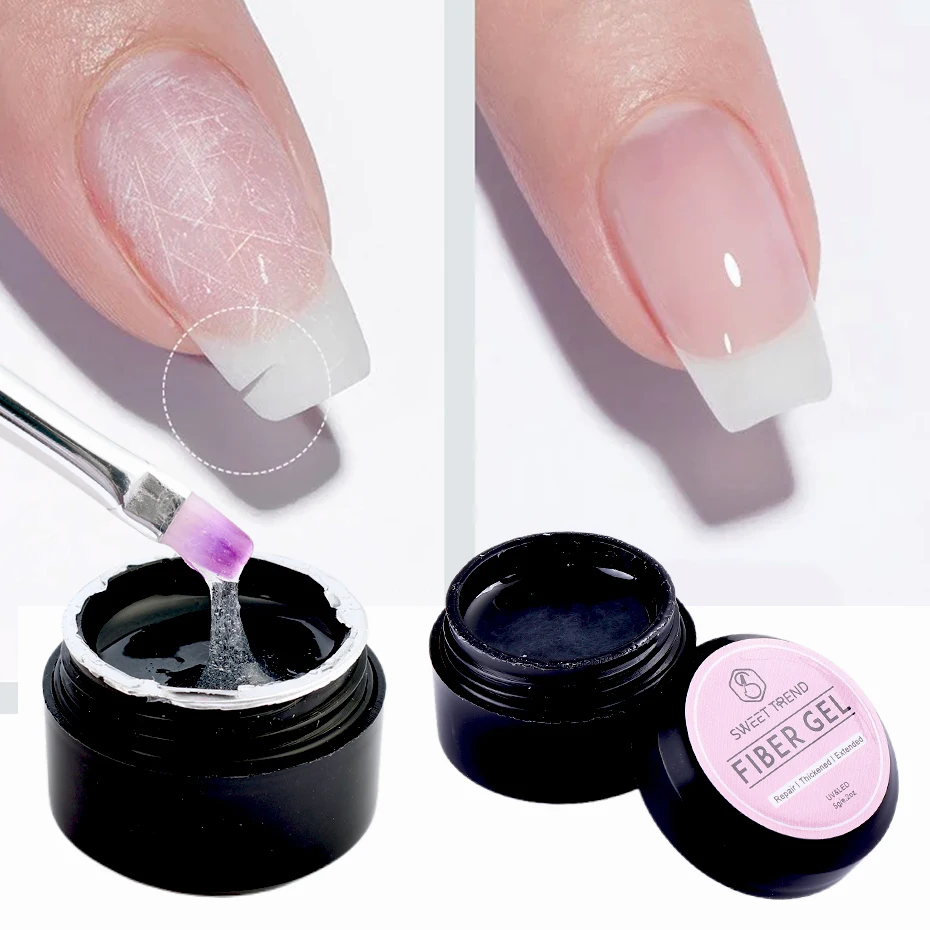 2 uds 5g Gel de fibra de vidrio constructor extensión esmalte de uñas en Gel roto espesar fino fibra de vidrio reparado uñas de construcción Gel