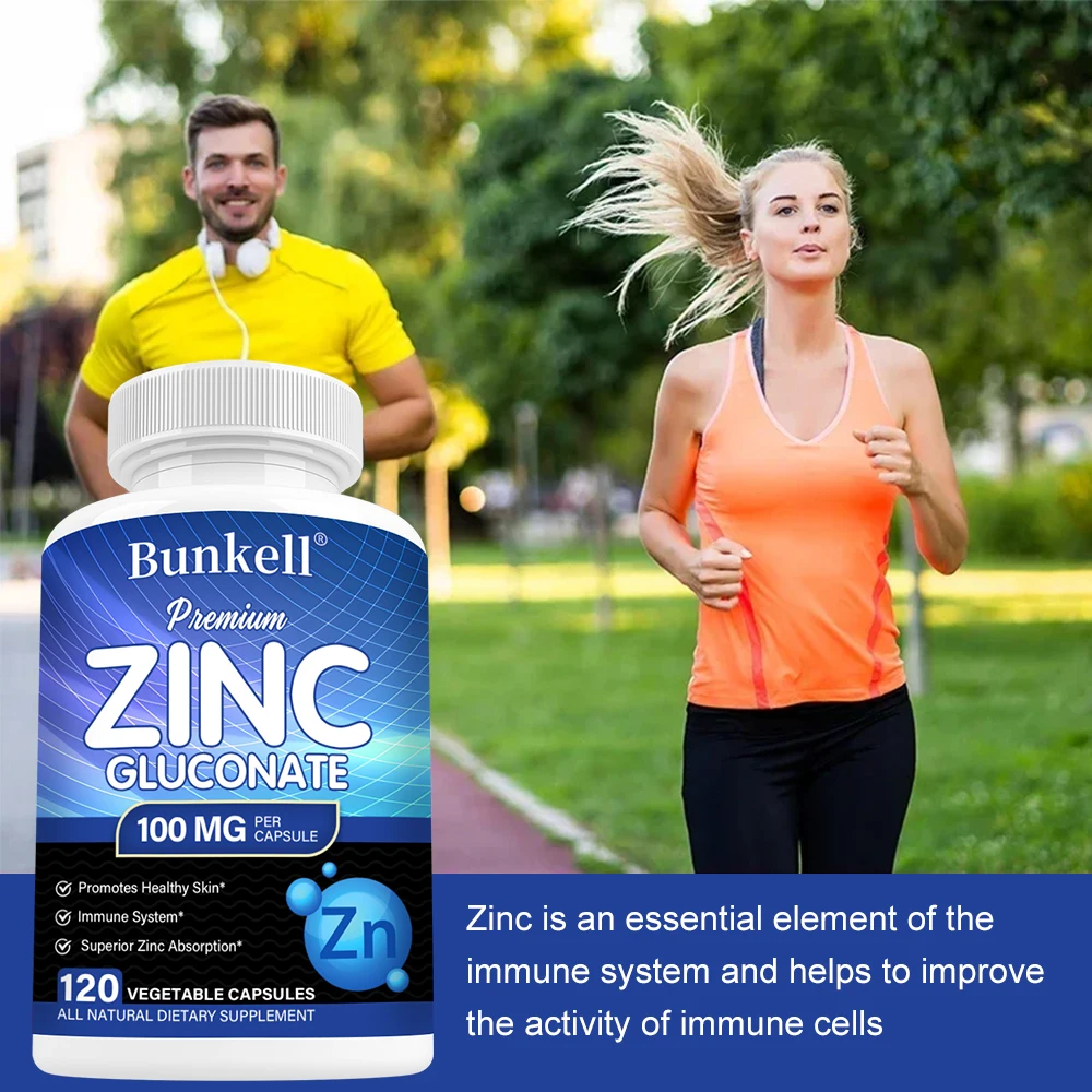 100 ملغ من الجلوكونات الزنك، مكمل دعم المناعة، يحسن صحة الهضم وصحة البشرة، ويعزز امتصاص المغذيات