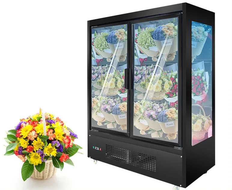 Florist Flower Store Vertical Commercial Fresh Flower Freezer Air Cooling Type Flower Chiller Antistaling Cabinet