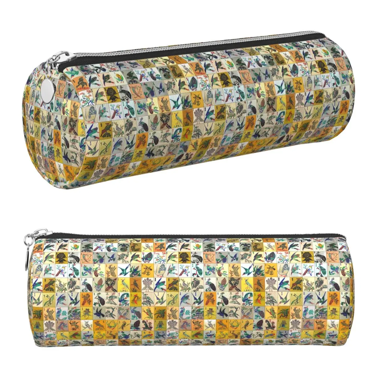 Mah Jongg Birds Mahjong Tiles Federmäppchen, Federtasche, zylindrische Stiftbox, Federmäppchen für Jungen und Mädchen, Geschenke