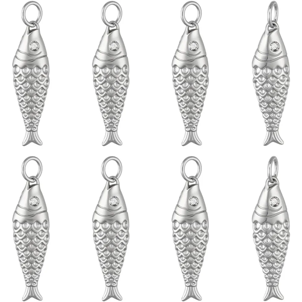 

8Pcs Brass Fish Charms Sea Animal Fish Shaped Pendants for DIY Bracelet Necklace Earrings Jewelry Making