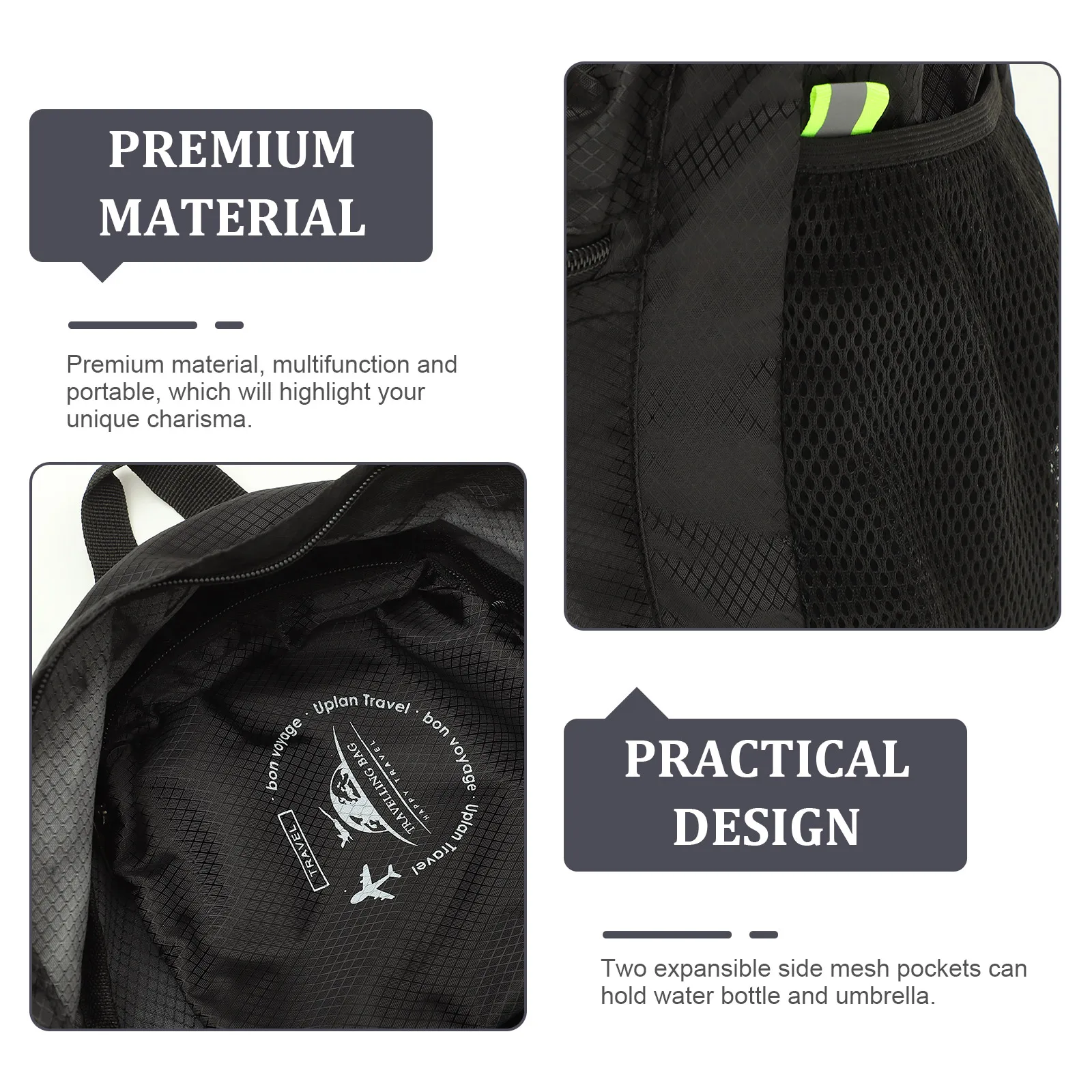 

Collapsible Outdoor Grid Pattern Backpack Travel Packable Lightweight Foldable Daypack For Hiking Camping Picnic