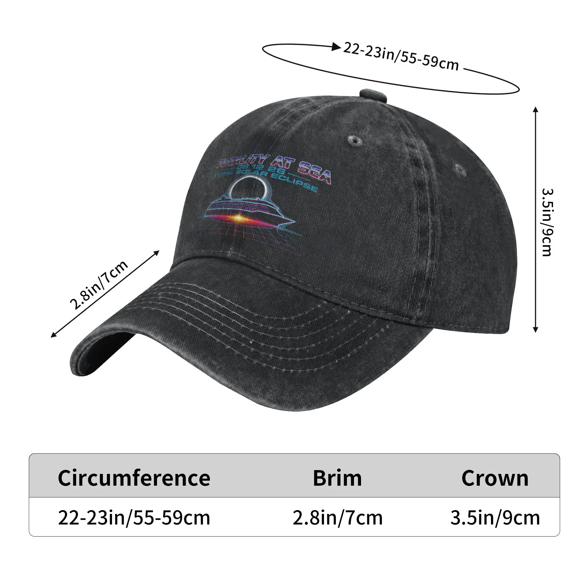 Total Solar Eclipse 2026 Cruise at Sea 08 12 26 Sun Baseball Cap  Fitted Retro Men Women Washed Hip Hop Hats Kpop Baseball Caps