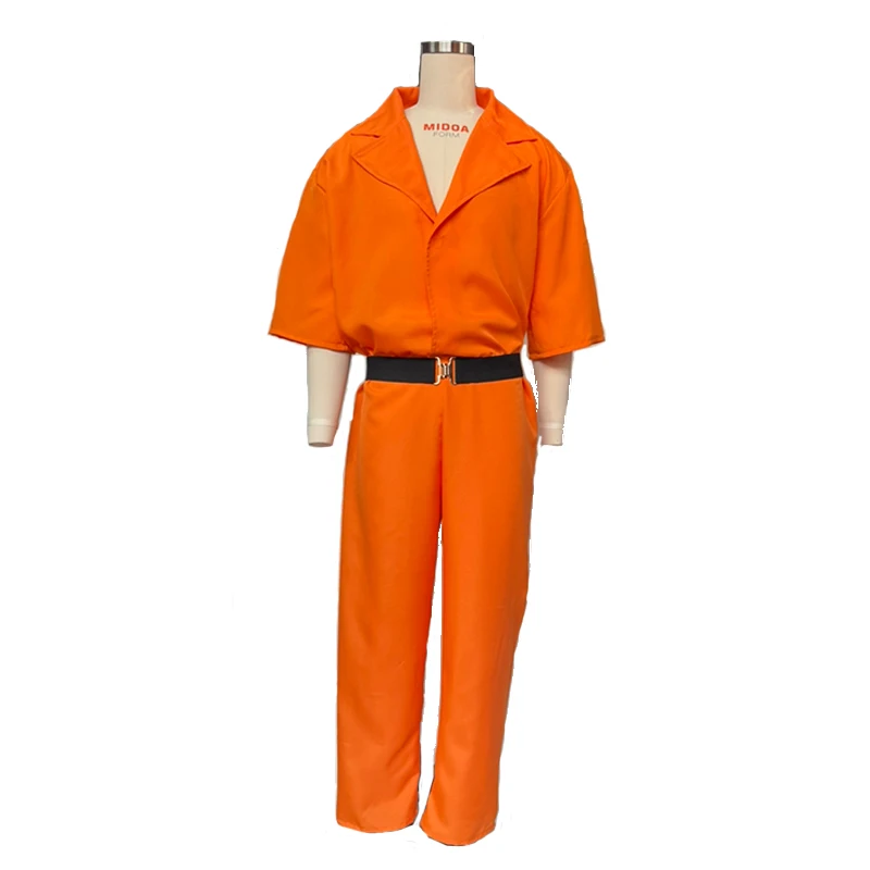 2025 New Arrival Adult Jailbird Prisoner Inmate Halloween Dress Up Onesie LUIGIING Cosplay Men Orange Prison Jumpsuit Costume