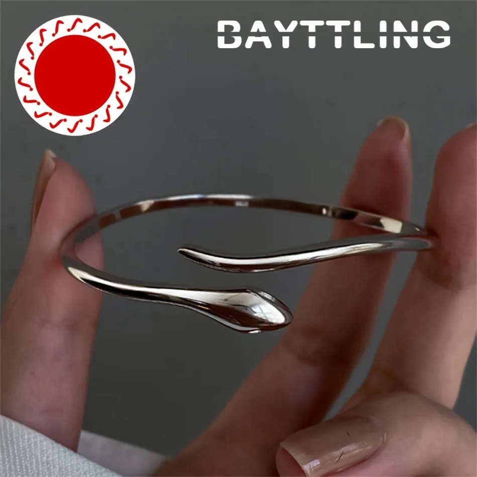 

925 Sterling Silver Simple Polished Water Drop Adjustable Bangle Fashion Women Charm Party Valentine's Day Gift Jewelry