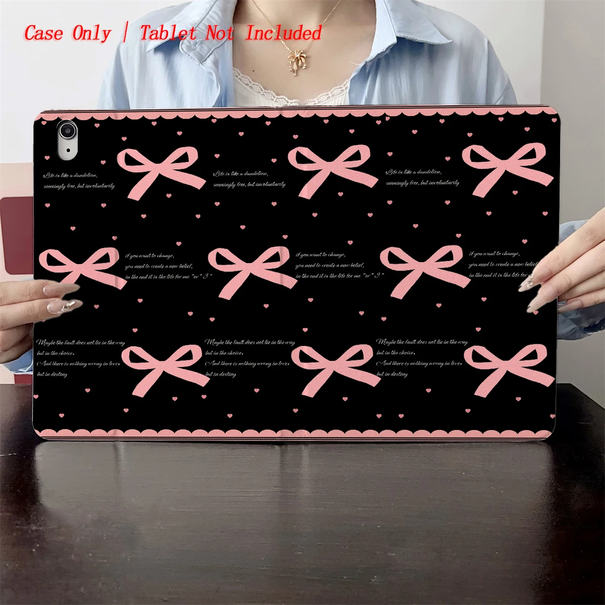 

2025 Black Pink bow pattern print - Suitable for protective cases of multiple Apple tablets such as iPad/iPad pro/iPad air