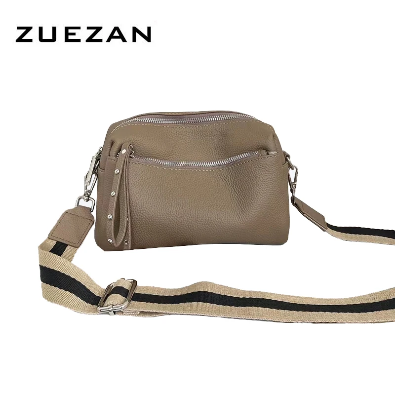 Pojemna, damska torba na ramię z prawdziwej skóry, 3 przegrody, 100% naturalnej skóry krowiej, żeńska torba crossbody kurierska, T138