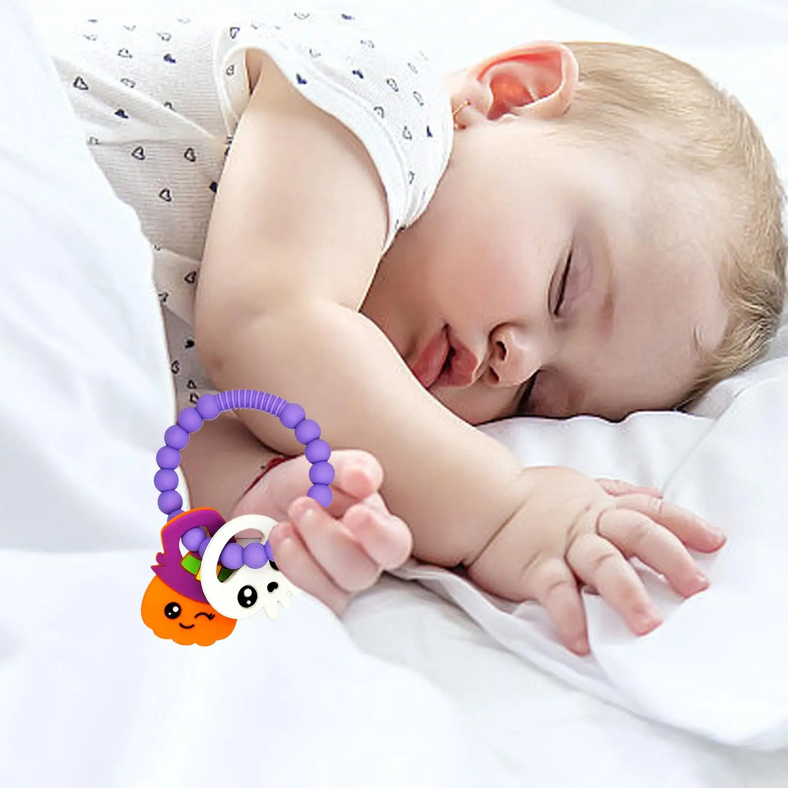 Bebê mordedor brinquedos silicone mastigar mastigar anel com chocalho contas para crianças meninos da criança casa quarto viagem interior ao ar livre