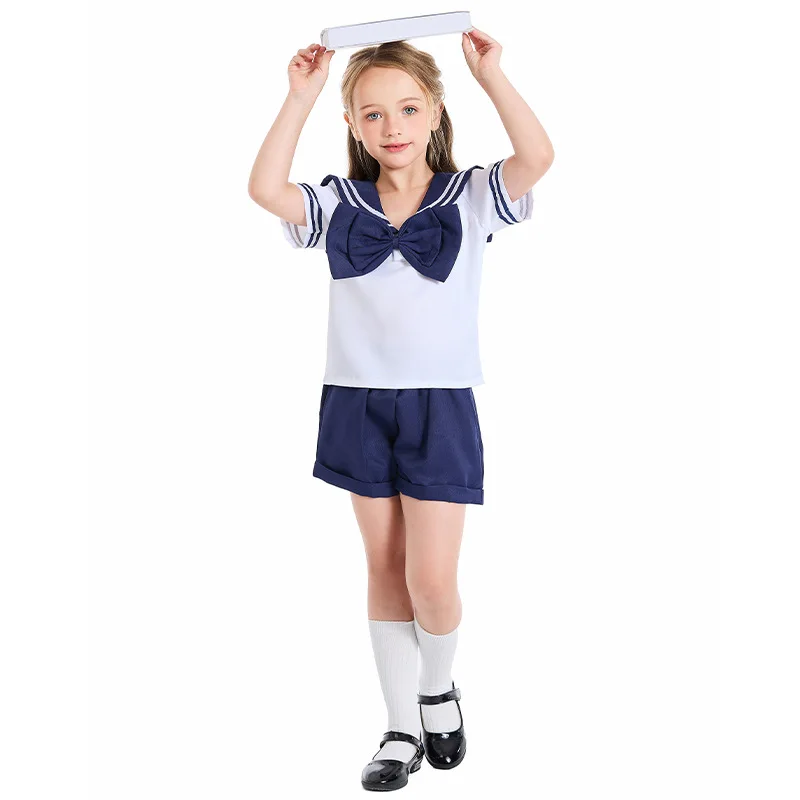 Children Sailor Uniform Summer Boy Girl School Student Costume Cute Lovely Festival Set