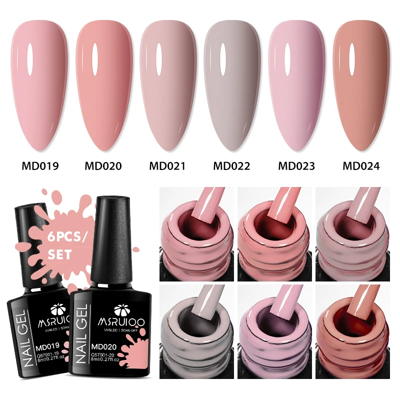 MSRUIOO 6 Pz/set Smalto Per Unghie Gel Bianco Nero Oro Glitter Semi Permanente Unghie Artistiche Vernice Gel Manicure Per Unghie Unghie Forniture Per Unghie