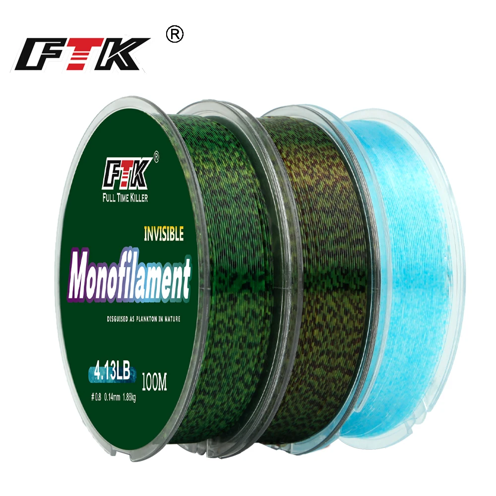 FTK 100/300/500m Invisible Fishing Line Speckle Fluorocarbon Coating Line 0.14mm-0.50mm 4.13LB-34.32LB Super Strong Spotted Line