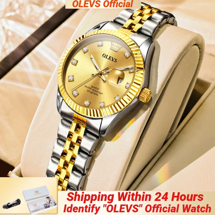 

OLEVS оригинальные новые женские модные часы с автоматической датой, водонепроницаемые элегантные женские кварцевые часы 3705