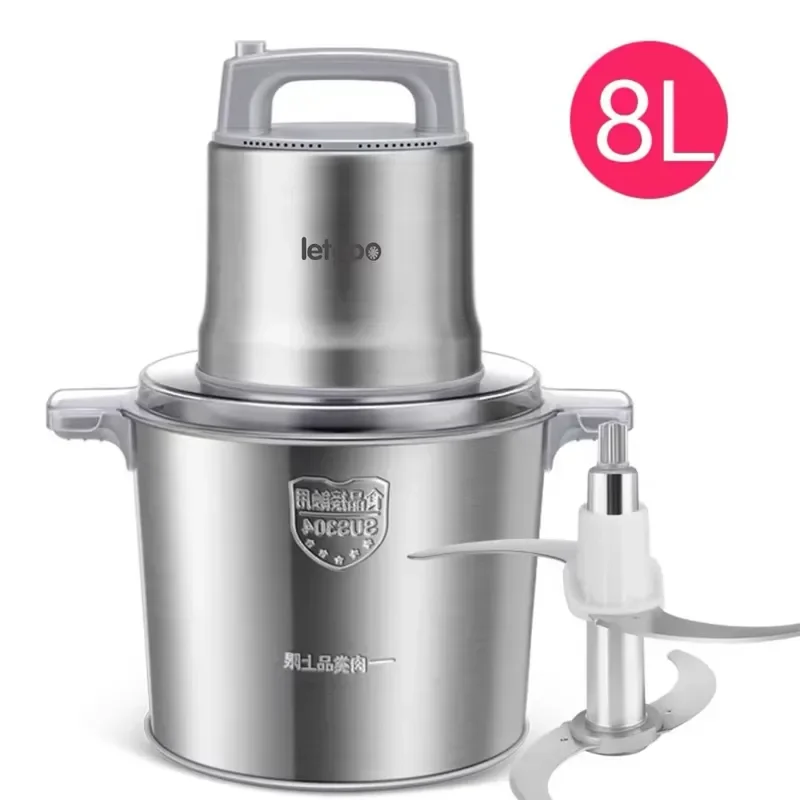 1200W Electric Food Processor Slicer Stainless Steel Meat Grinder Chopper 8L 10L 12L Large Capacity Kitchen Appliance for
