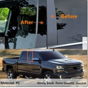 

Для GMC Sierra Pickup/Silverado 2014-2018 4 шт. накладки на окна, центральная пленка, колонка B C, стойки, наклейка, автомобильные аксессуары