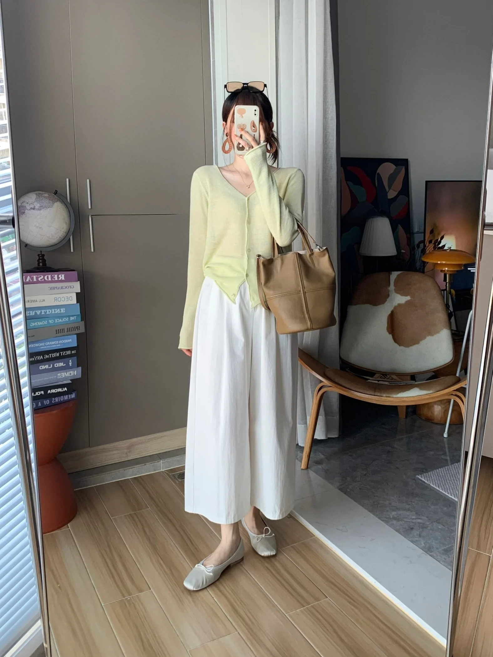 

Miss White Bellflower Spring Knitted Linen Long Sve V-Ne Women's Open Cardigan Breathable Soft Korean Sle Air Conditio...
