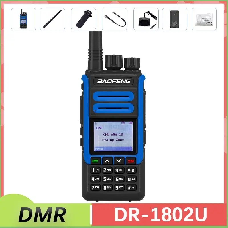 Top DR-1802U Walkie Talkie DMR Digital Radio AES256 Encryption 2200mah 1024CH Long Range UHF400-470MHZ Upgrade BF-1802L BFH7