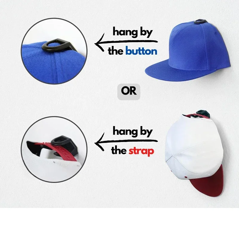16Pcs Baseball Cap Dual Use ABS Hook Baseball Club Gym No Trace Free Punch Hat Storage Wall Sticky Hook Cap Shop Display Stand