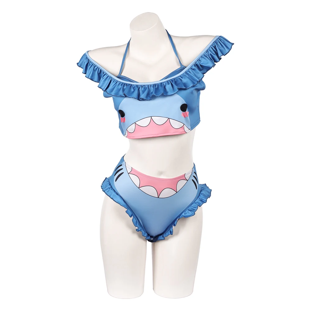 

Костюм для косплея в виде акулы, синий сексуальный купальник-бикини, пляжный наряд для вечеринок, костюм для взрослых женщин, одежда для Хэллоуина и карнавала