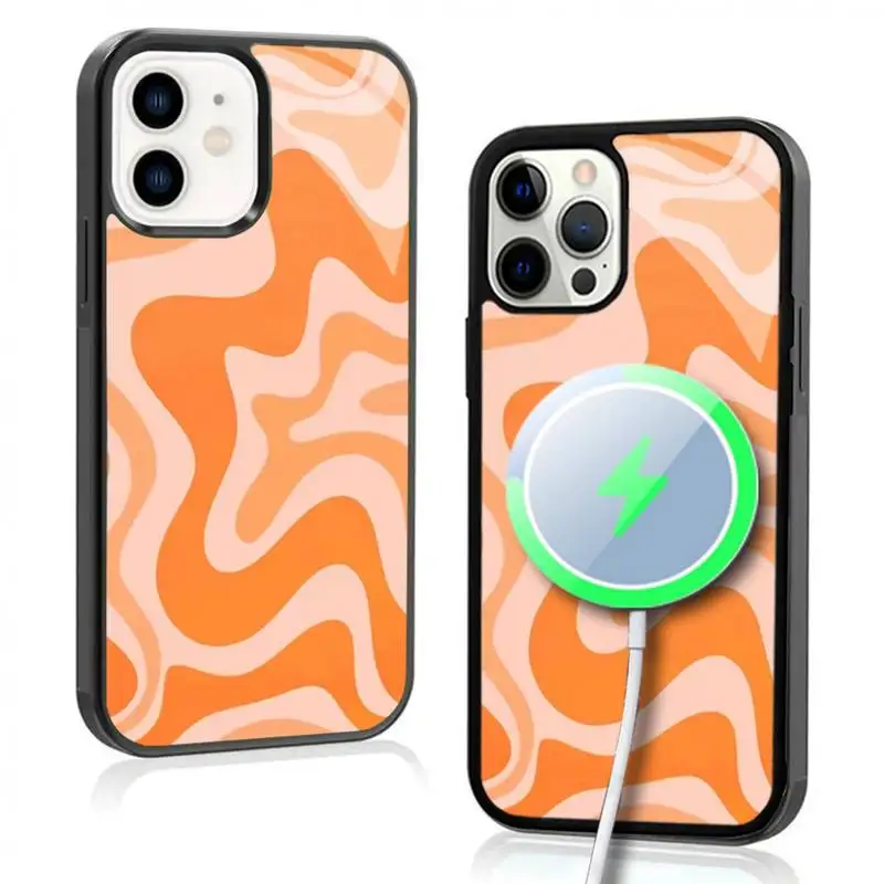 Abstract Swirl Pattern Phone Case For IPhone 11 12 13 14 15 Plus Pro Max Mirror Acrylic Cover For Magsafe Wireless Charging