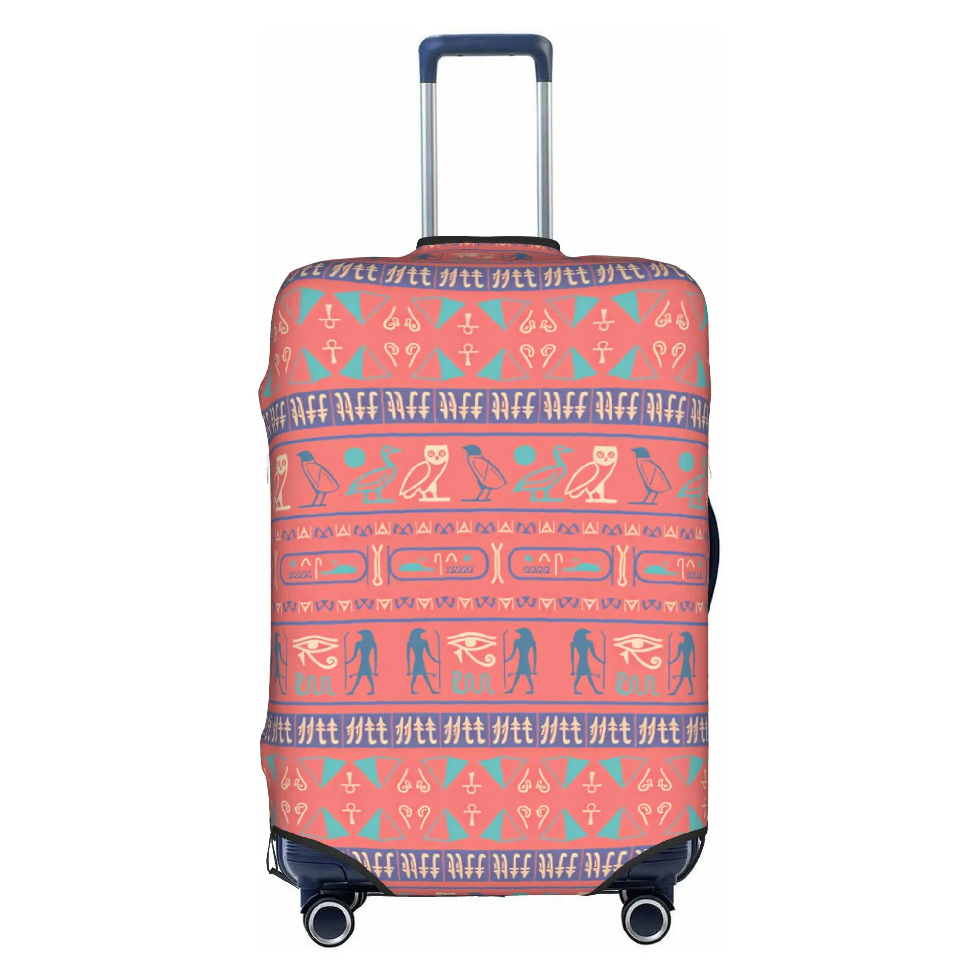 Egyptian Ankh Eye of Horus Luggage Cover Elastic Hieroglyphs Pyramids Travel Suitcase Protective Covers Fits 18-32 Inch