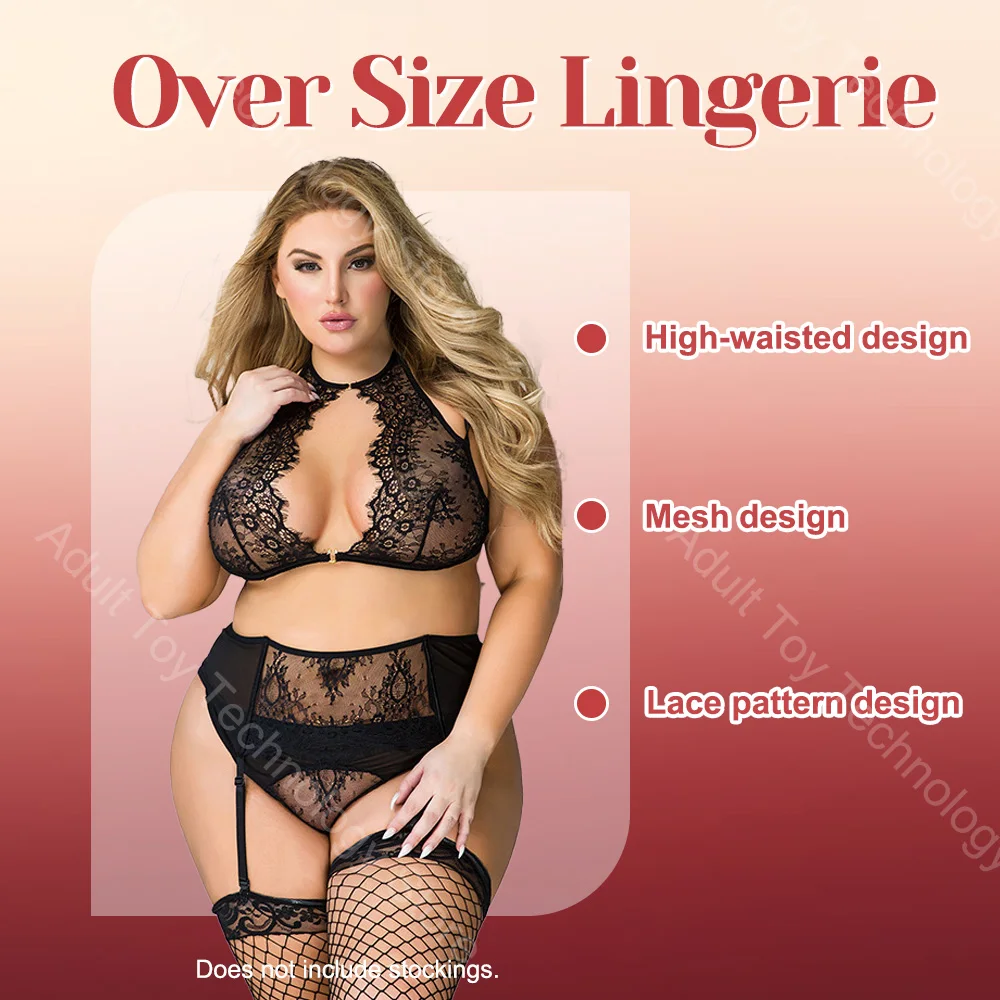 

Women's Sexy Lingerie Chest Free Lace Nightwear, Oversize Floral Nightgown, Teddy Babydoll Lingerie Triangle Bra Boudoir Outfits