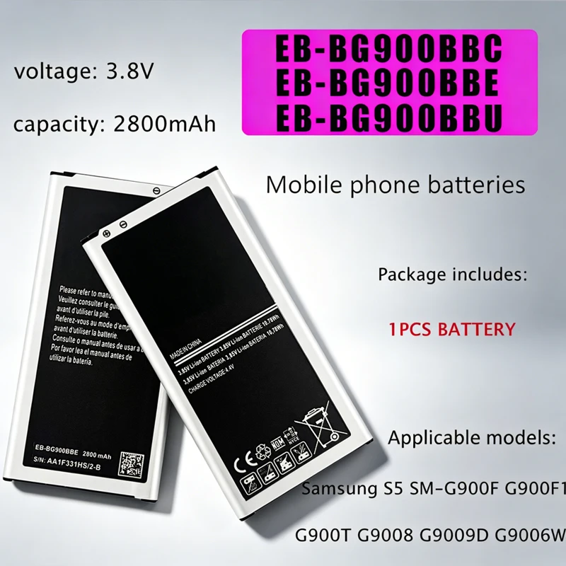 EB-BG900BBE 2800mAh Replacement Battery EB-BG900BBC EB-BG900BBU for Samsung Galaxy S5 SM-G900F/S/ I G9008 G9009D Mobile Phone