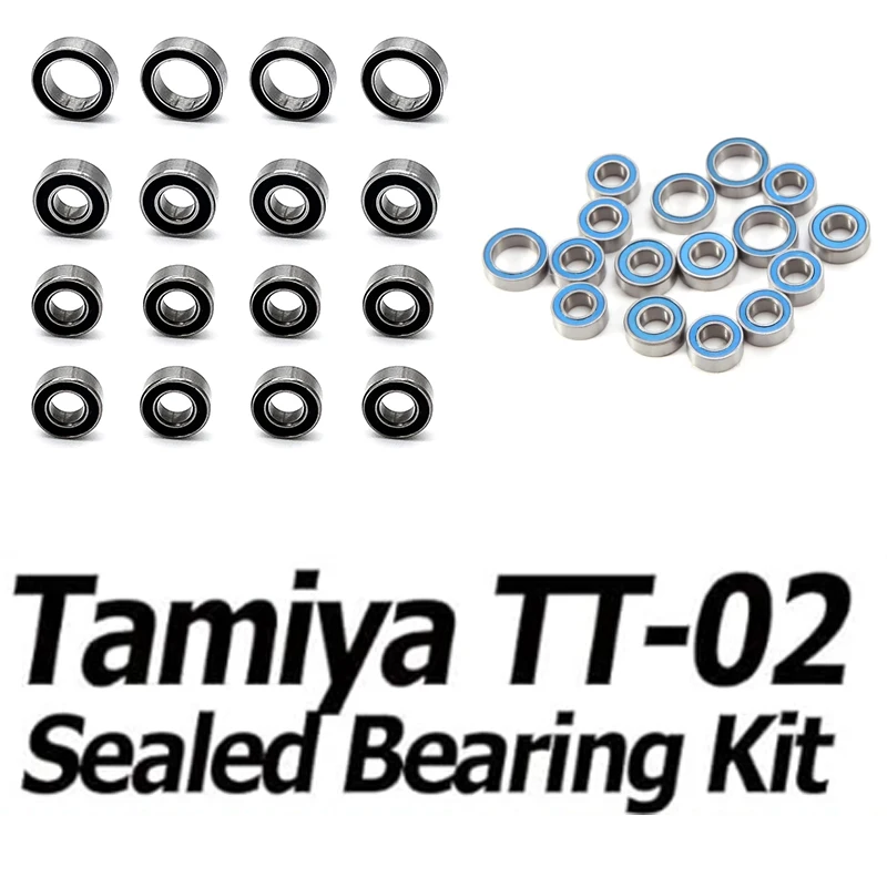 16pcs RC Ball Bearings Kit 5x10x4 5x11x4 8x12x3.5mm Rubber Sealed Compatible with Tamiya TT-02 TT02 1/10 RC Parts