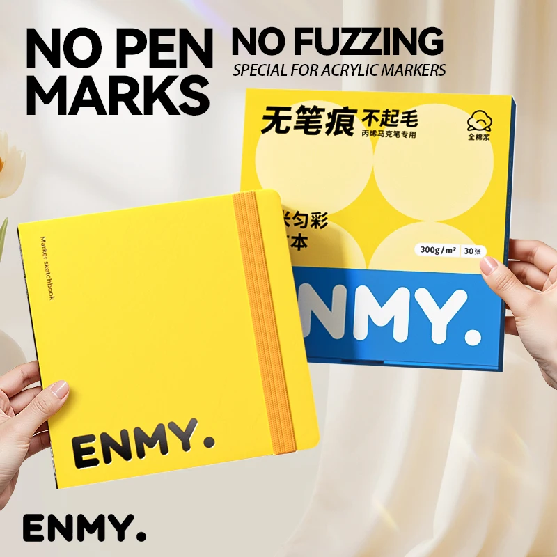 ENMY  Cotton Fiber Watercolor Paper 300g/㎡ Acrylic Marker Paper No Bleed Art Paper for Drawing Notebooks Office School Supplies