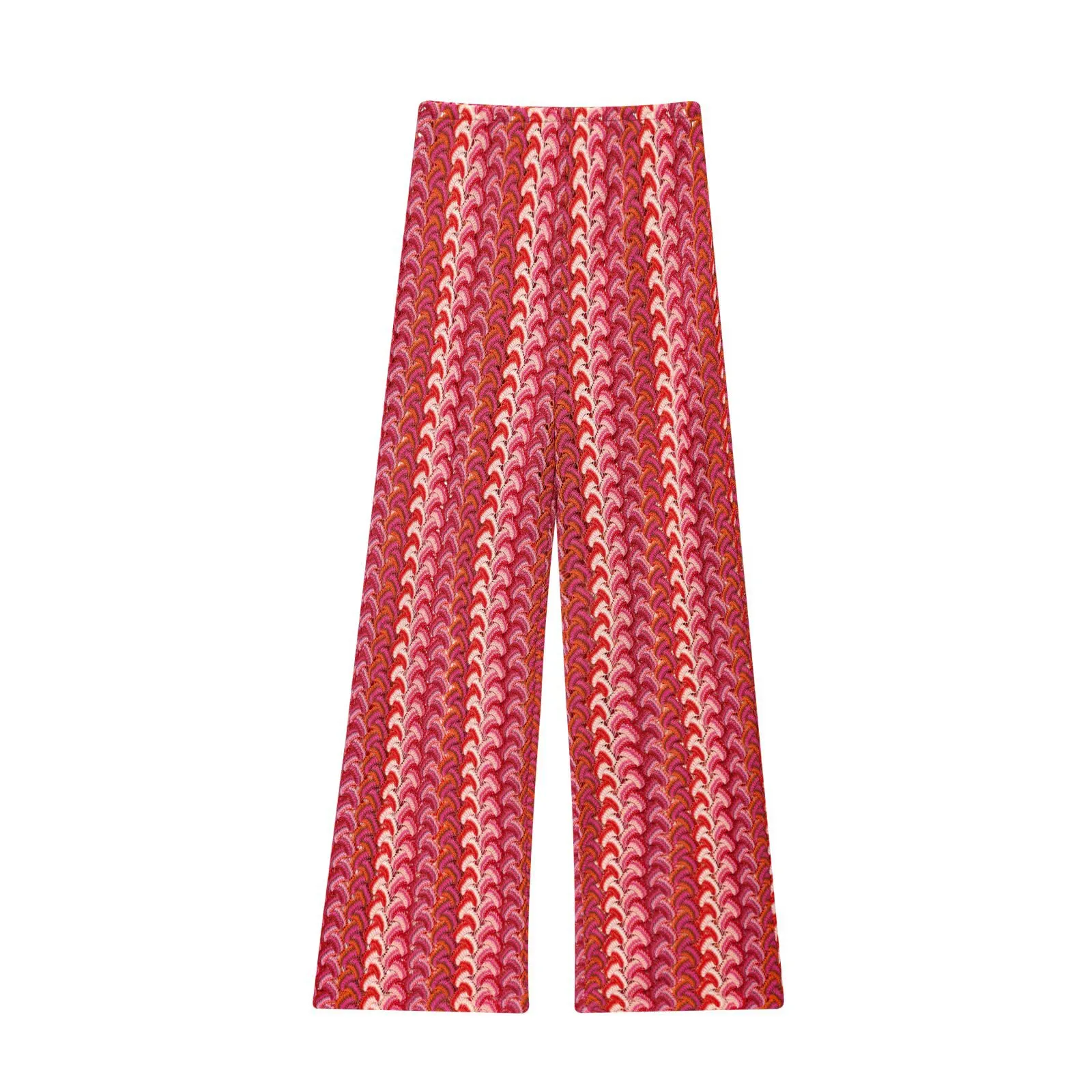25 automne nouveau style européen et américain à la mode crochet tricoté taille haute pantalon droit décontracté