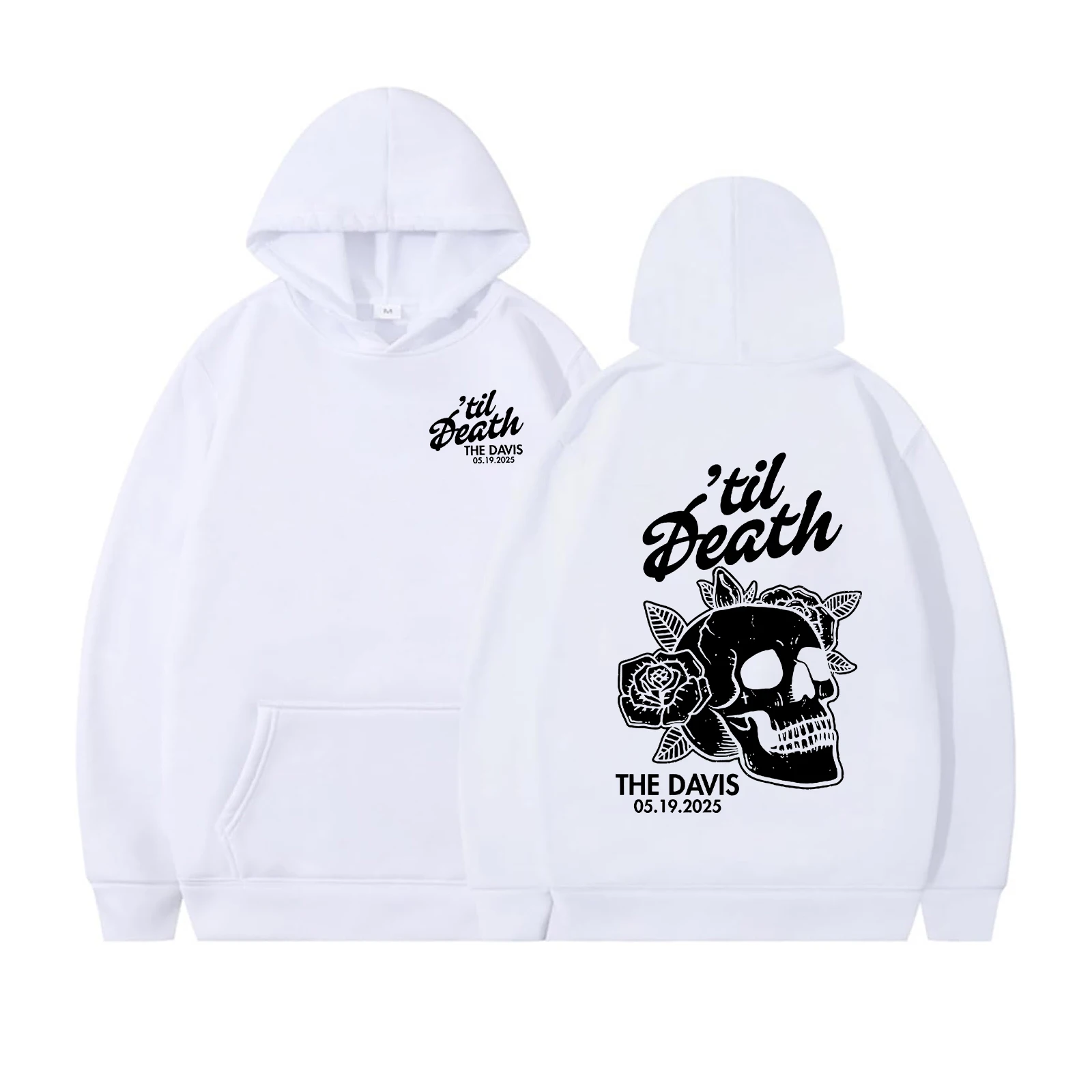 Até a morte esqueleto noiva moletom com capuz data de casamento recém-casado camisa até a morte casado casal despedida de solteira roupas de dia de casamento