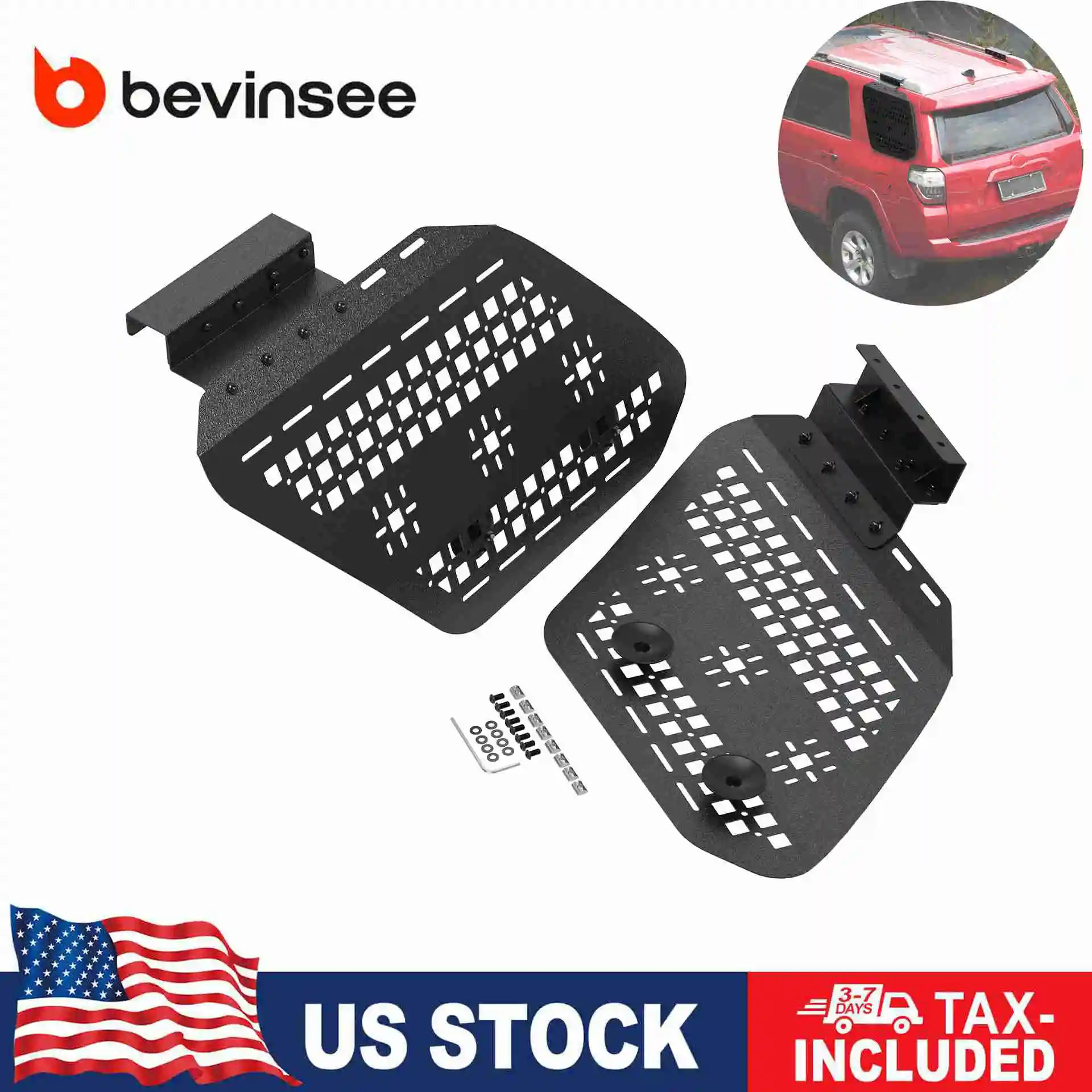 BEVINSEE Q235 Steel Exterior Rear Window Storage Panel For Toyota 4Runner 5th gen 2010-2024 Replaces 63447-35030 63448-35030