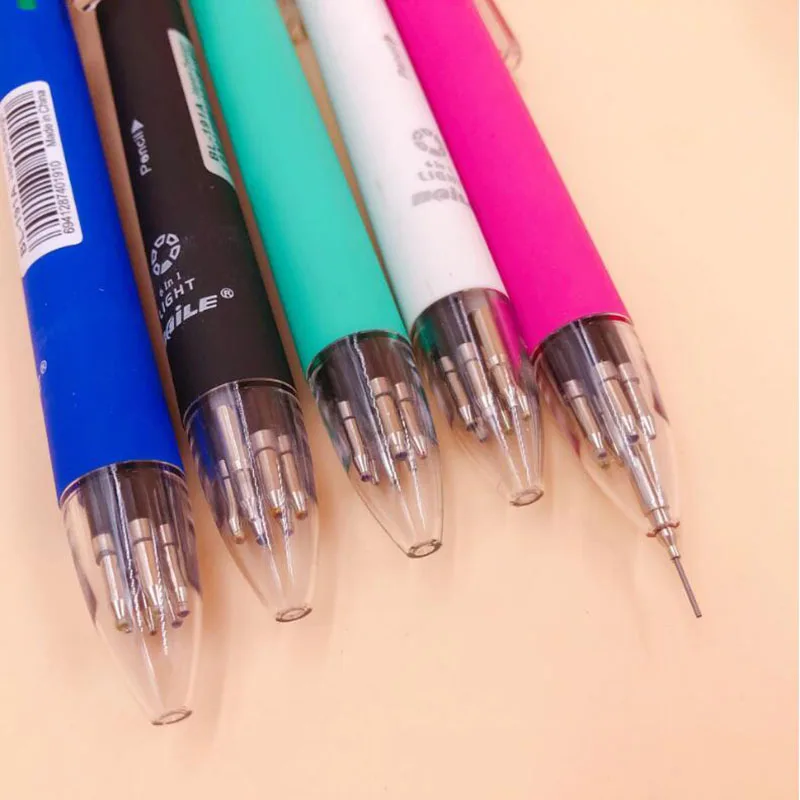 Multi-Function Pen Five-Color Ball Pen Black / Blue / Green / Red / Purple Ballpoint Pen 0.7mm + 0.5mm Pencil Office Stationery