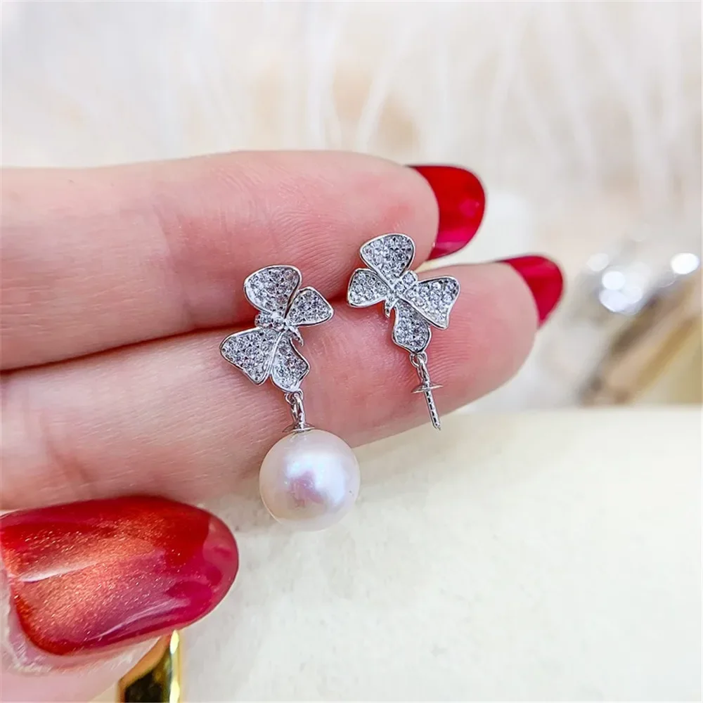 925 Silver Pearl Beads Stud Earrings Setting Base Diy Jewelry Making Findings&Components No Pearl E020