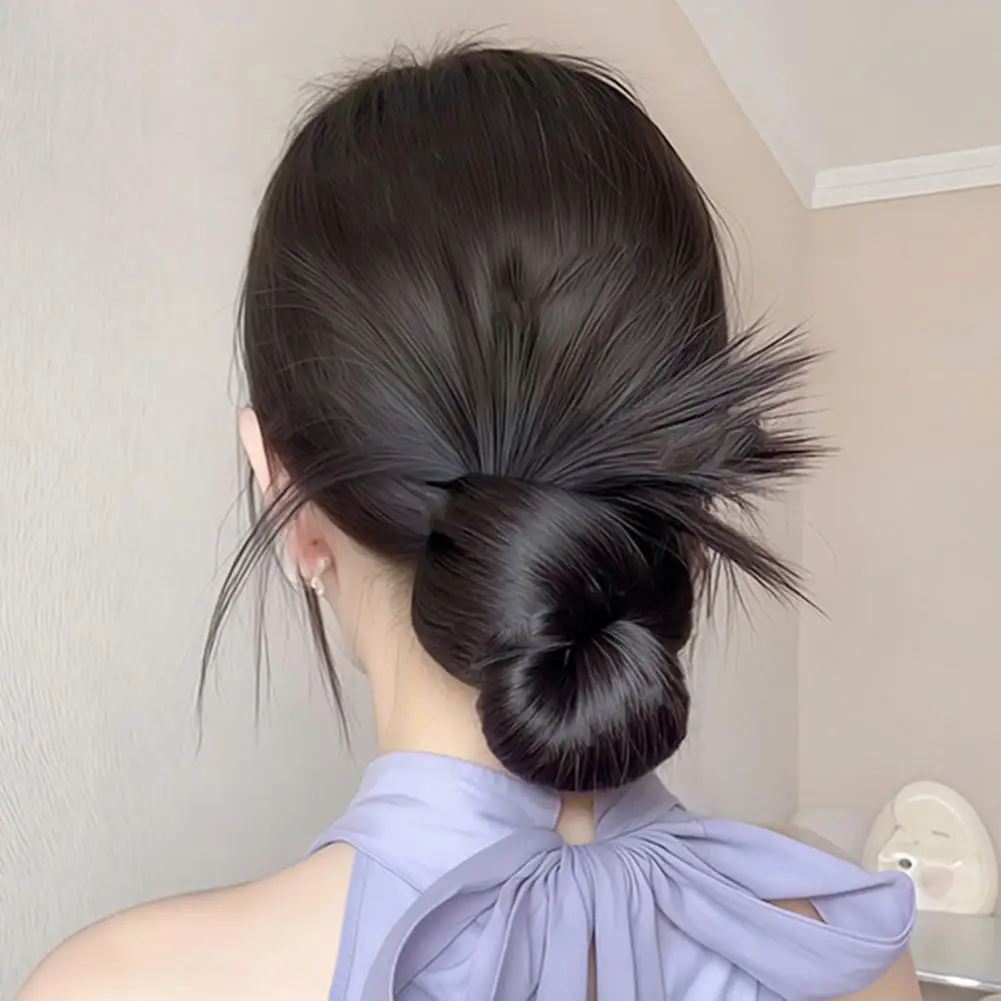 

Natural Hair Bun Extension Feather Wig Hair Clip with Non-slip Grips Lightweight Bun Clip for Natural Appearance for Women