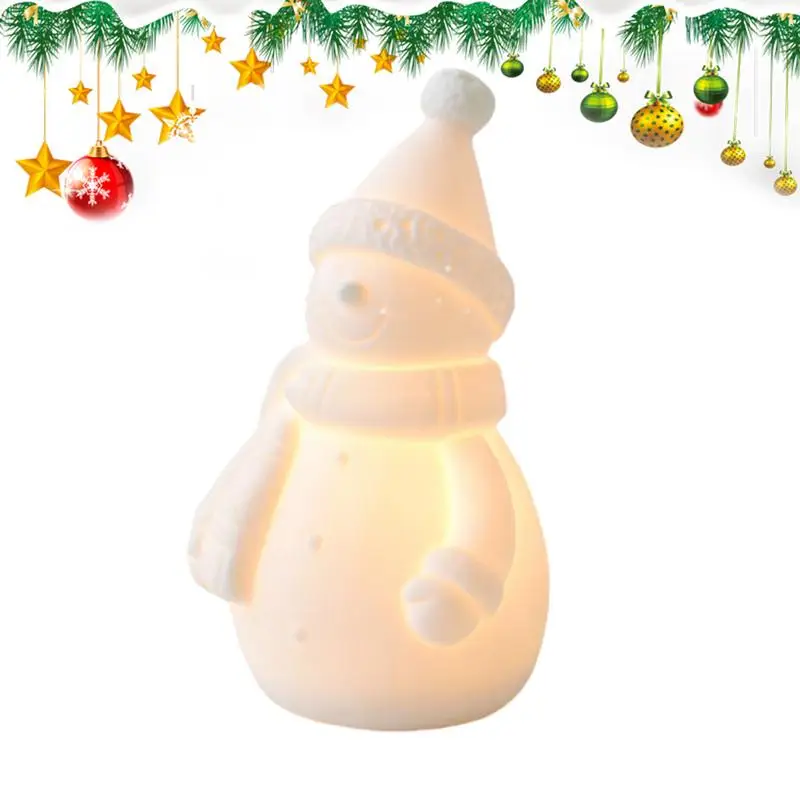 

Ceramic Light Up Snowman Ceramic Outdoor Lighted Snowman Christmas Decorations 4.1 Inches Table Centerpiece Small Cute Christmas