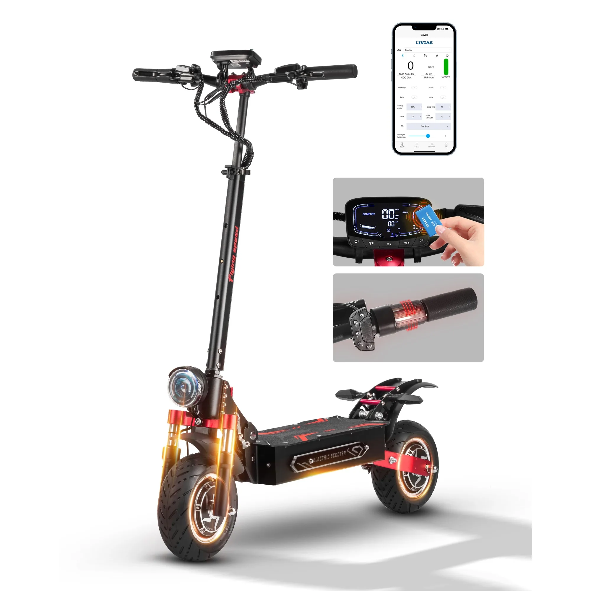 Boyuida Q7Pro Max elektrische scooters met dubbele motor en 52V28AH accu, activering via NFC via app.