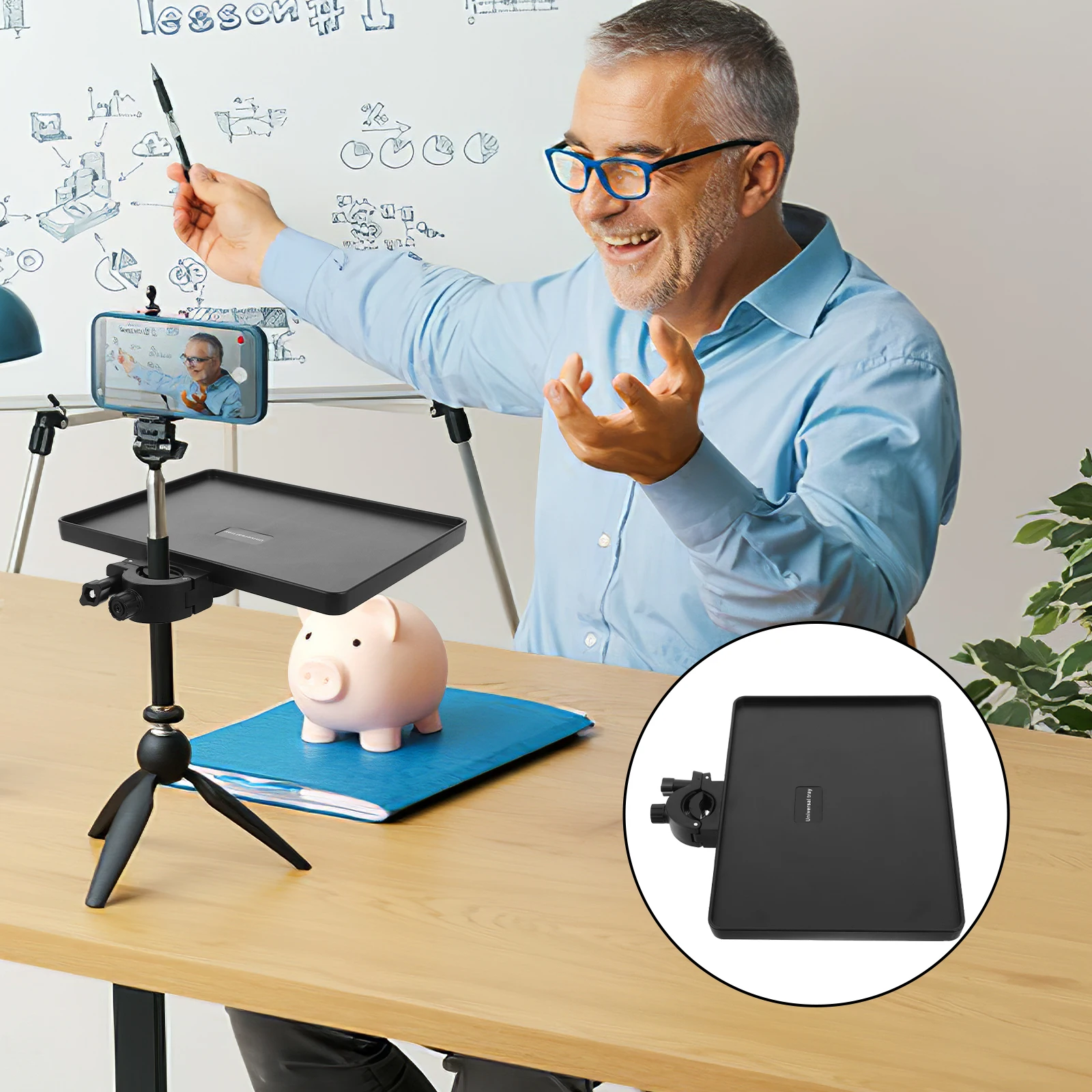 

2pcs Microphone Stand Adjustable Clamp On Mic Rack Storage Holder For Live Streaming Karaoke Concert Universal Phone Holder