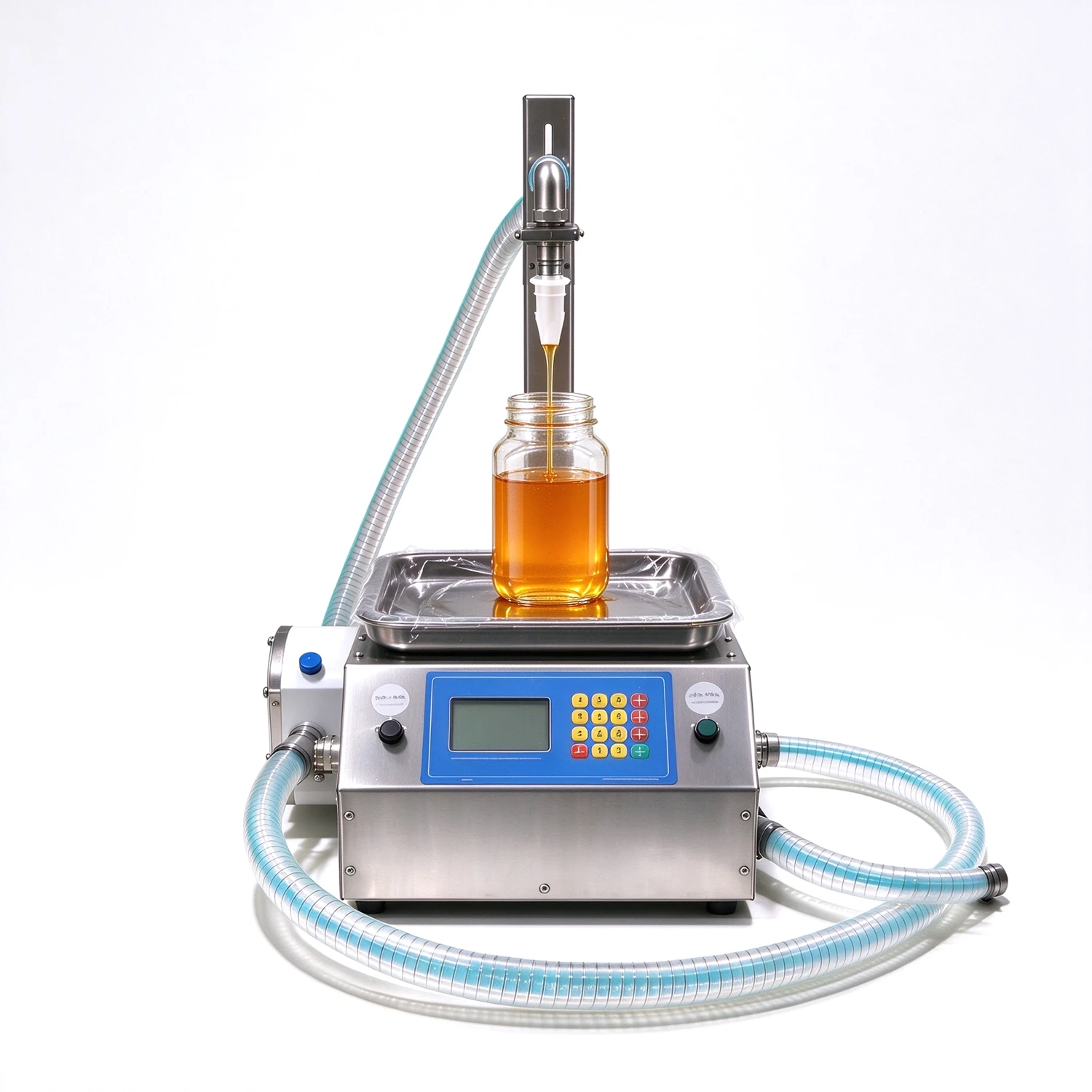 XX-7A Automatic Weighing Honey Filling Machine 10g‑10kg 7L/min Gear Pump Viscous Liquid Filler Honey Syrup Jam Sauce Bottling