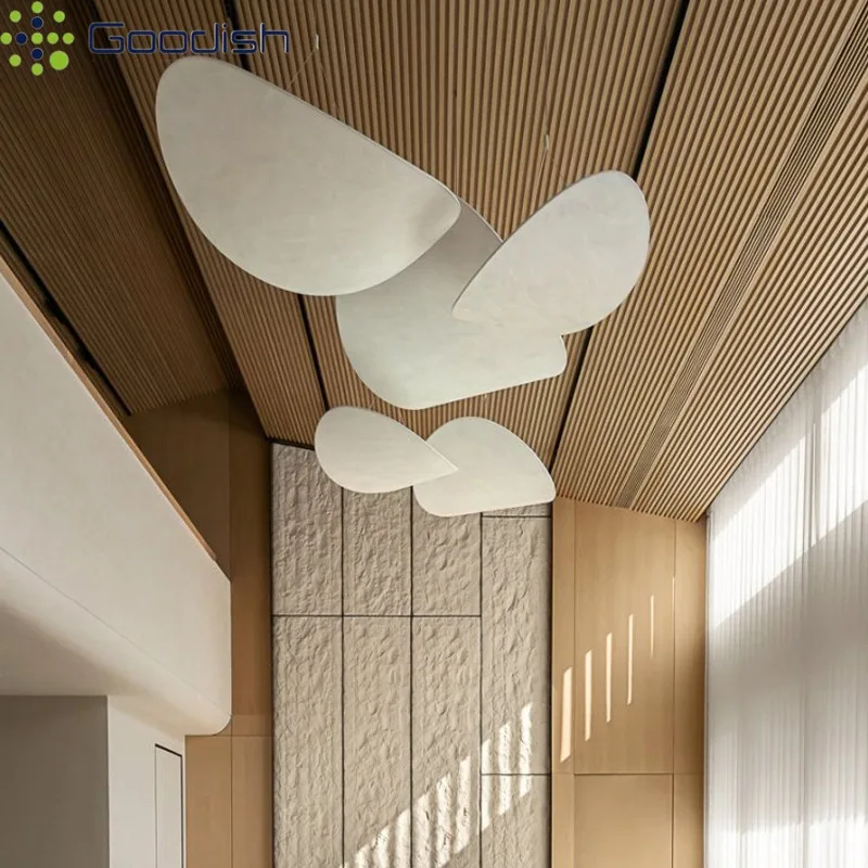 

Современные минималистичные скандинавские светодиодные подвесные светильники «Шелковый лист» из железа, креативные лампы для гостиной, декоративные люстры для дома