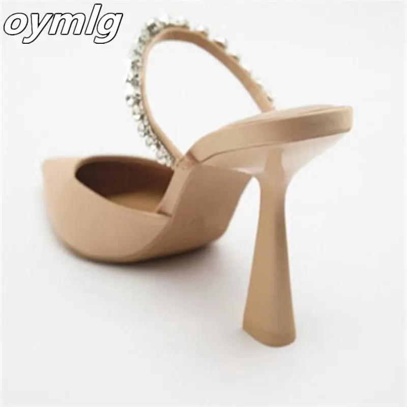 2022 autumn new women\'s shoes apricot all-match elegant chain stiletto pointed toe Mary Jane high heel shoes