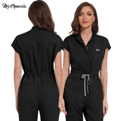 Multicolour Jogger Jumpsuit Nurse Scrubs Uniforms Medical Clinical Clothes Doctor Nursing Uniforms Short Sleeve Pocket Overalls