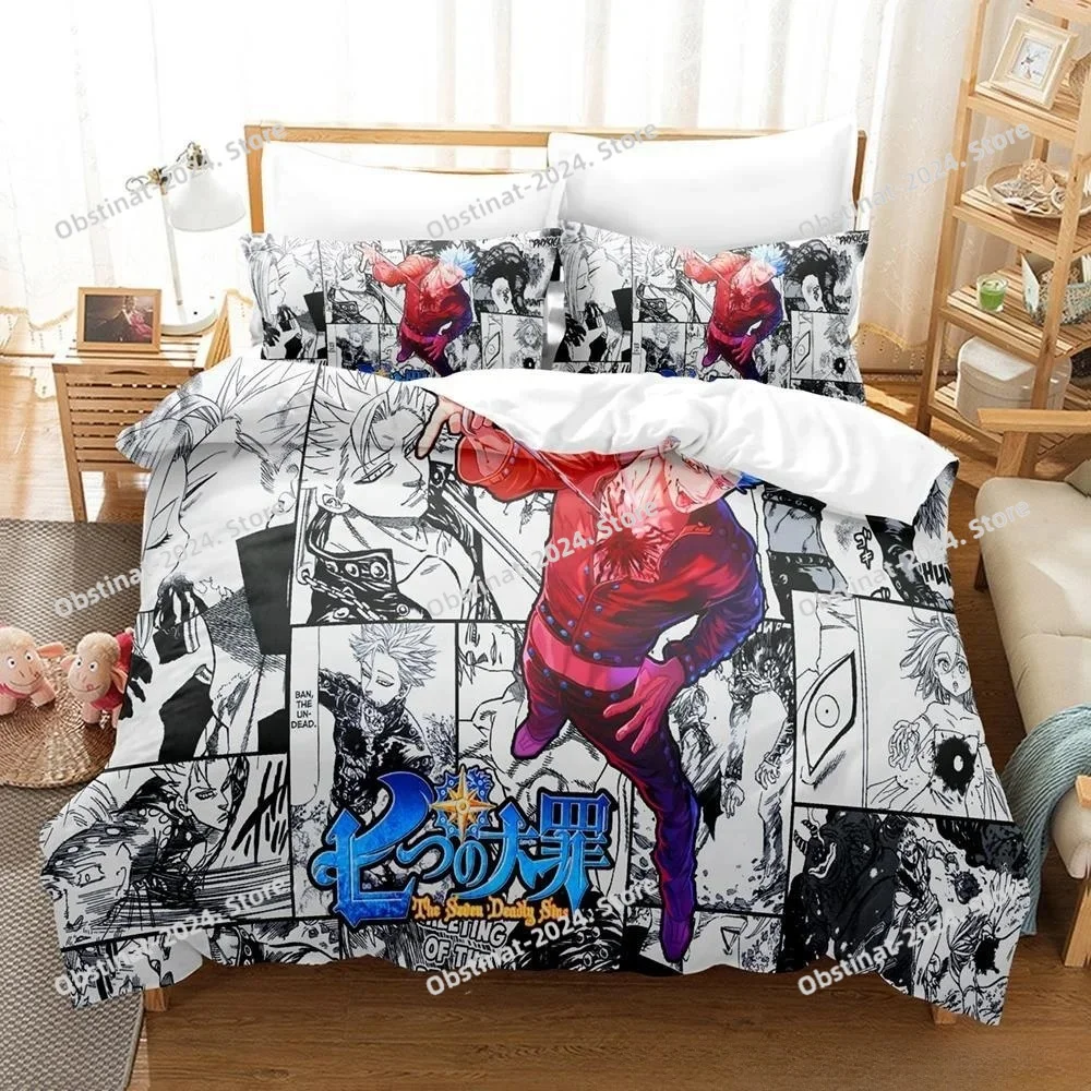 

3D Anime Escanor The Seven Deadly Sins Bedding Set Single Twin Full Queen King Size Bed Set Adult Kid Bedroom Duvetcover Sets
