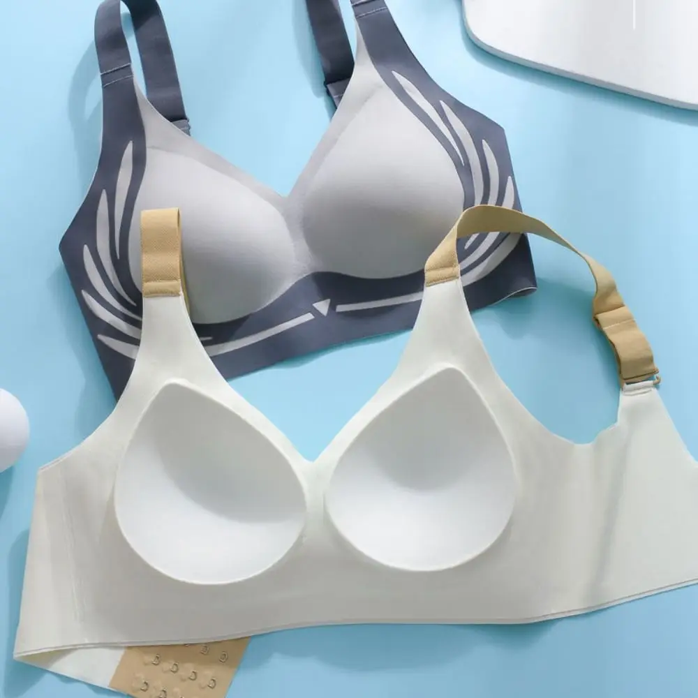 Confortável retalhos sem fio profundo v sutiã close-fitting à prova de choque sutiã para mulher lingerie grande copo sem costura sutiãs meninas